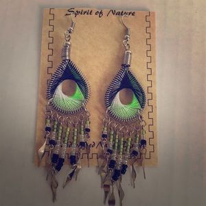 Handcrafted dangle earrings with beading